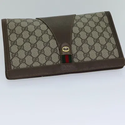 Pre-owned Gucci Ophidia Brown Canvas Clutch Bag ()