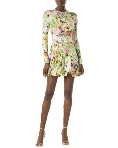 Monique Lhuillier Floral Silk-blend Mini Dress In Multi