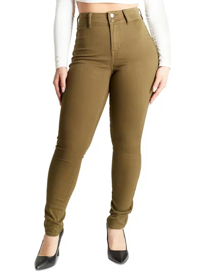 Dollhouse Juniors Womens High Rise Denim Colored Skinny Jeans In Green
