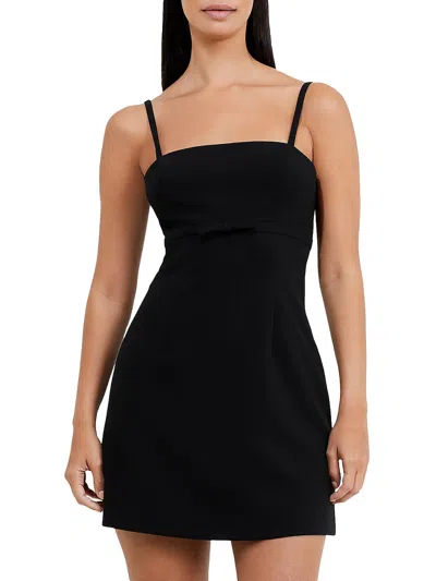 French Connection Whisper Light Womens Pleated Adjustable Strap Mini Dress In Black
