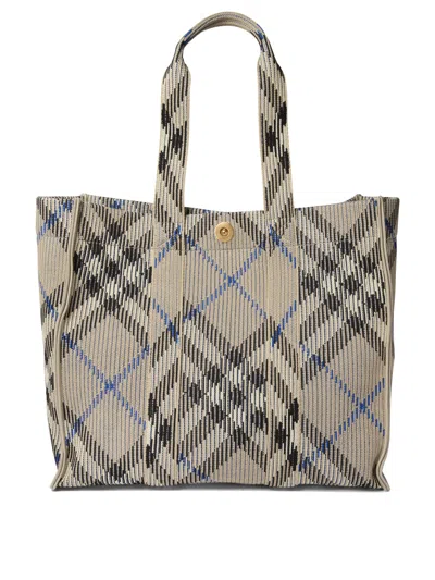 Shop Burberry Knitted "check" Tote Bag