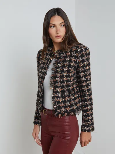 L Agence Angelina Tweed Jacket In Black Multi Tweed