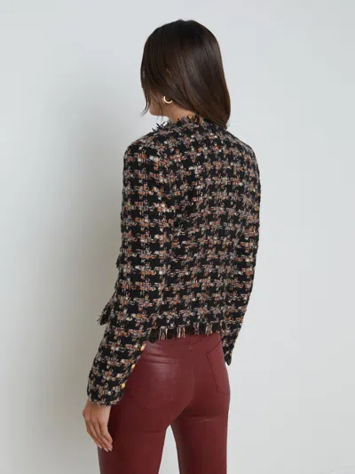 L Agence Angelina Tweed Jacket In Black Multi Tweed