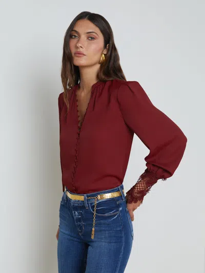 L Agence Ava Blouse In Syrah