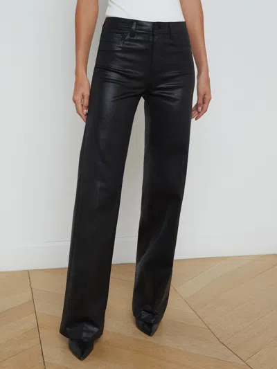 L Agence Clayton Coated Wide-leg Jean In Noir Coated