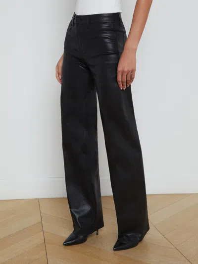 L Agence Clayton Coated Wide-leg Jean In Noir Coated