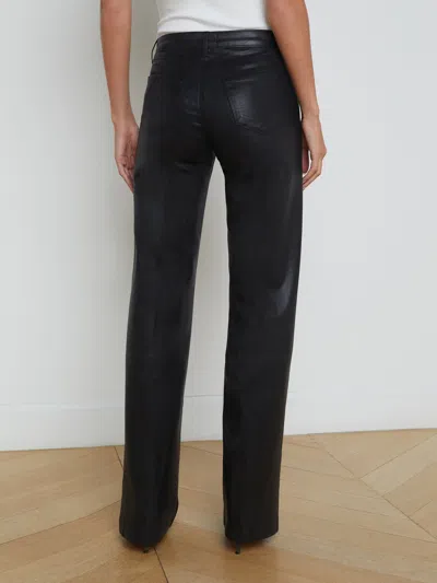 L Agence Clayton Coated Wide-leg Jean In Noir Coated
