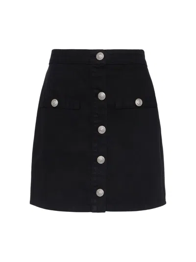 L Agence Kris Denim Mini Skirt In Noir