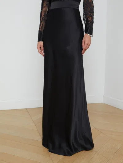L'agence Ryker Waistband Silk Skirt In Black In Black