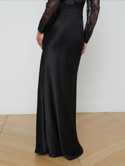 L'agence Ryker Waistband Silk Skirt In Black In Black