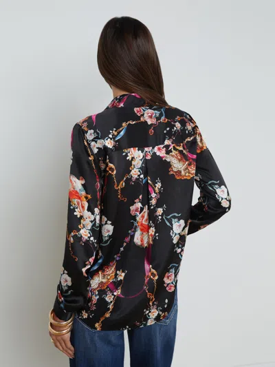 L Agence Tyler Long Sleeve Blouse In Black Multi Rococo Angel In Black
