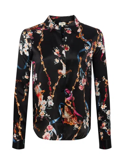 L Agence Tyler Long Sleeve Blouse In Black Multi Rococo Angel In Black