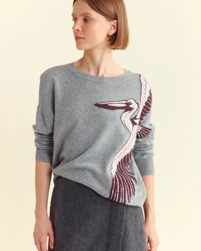Billy Reid Intarsia Pelican Sweater In Silver