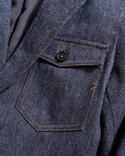 Billy Reid Wool Denim Blazer In Navy