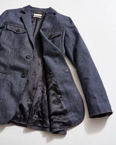 Billy Reid Wool Denim Blazer In Navy