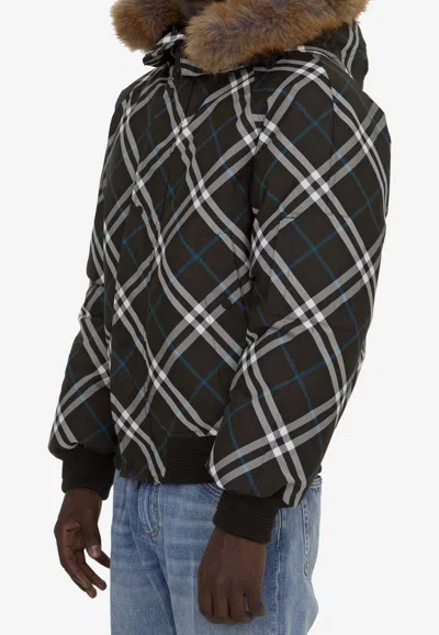 Burberry Check Jacket In Brown