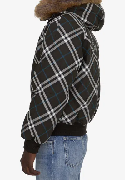 Burberry Check Jacket In Brown