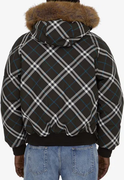 Burberry Check Jacket In Brown