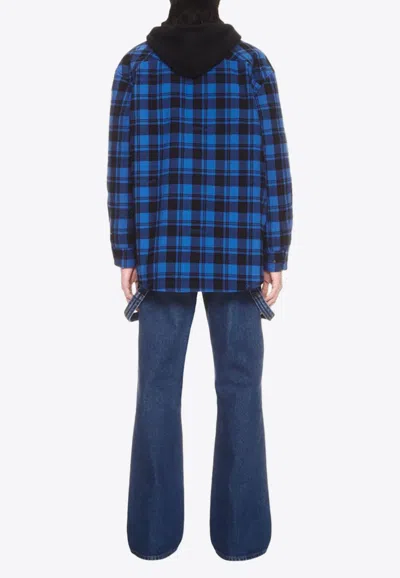 Off-white Plaid Check-pattern Flannel Overshirt In Blue