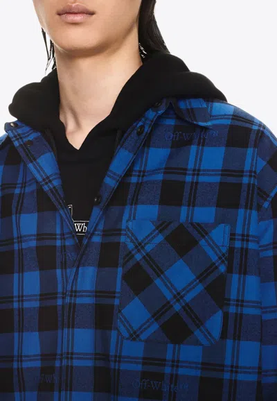 Off-white Plaid Check-pattern Flannel Overshirt In Blue