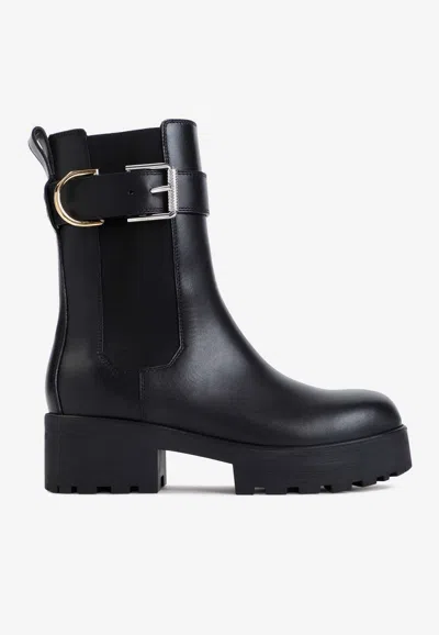 Givenchy Voyou Leather Buckle Chelsea Boots In Black