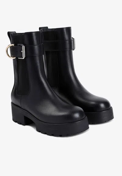 Givenchy Voyou Leather Buckle Chelsea Boots In Black