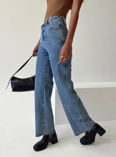 Princess Polly Lower Impact Arlington Straight Leg Denim Jeans In Mid Wash