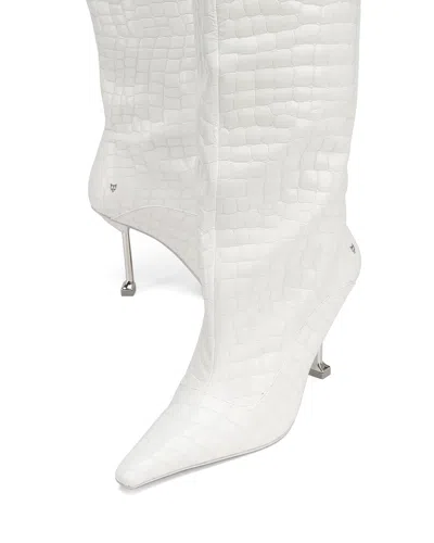 Naked Wolfe Texas Faeda Patent Croc Leather White