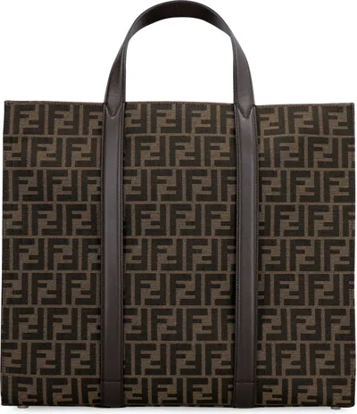 Fendi Recycled Ff Jacquard Fabric Tote Bag In Brown