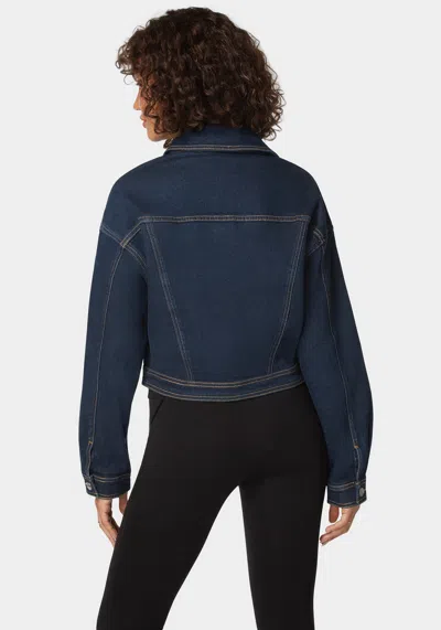 Bebe Button Front Stud Detail Denim Jacket In Dark Indigo Wash