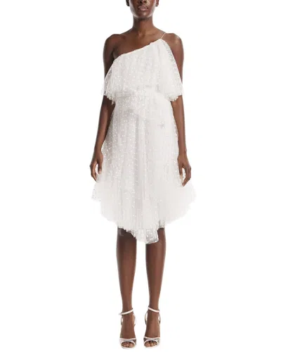 Monique Lhuillier One-shoulder Spaghetti Strap Cocktail Dress In White