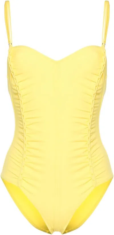 Ulla Johnson Almira Maillot Limonite One Piece Swimsuit In Yellow In Yellow