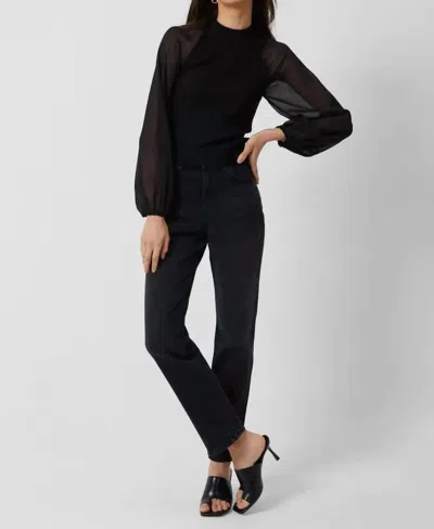 French Connection Melody High Neck Top In Black In Black