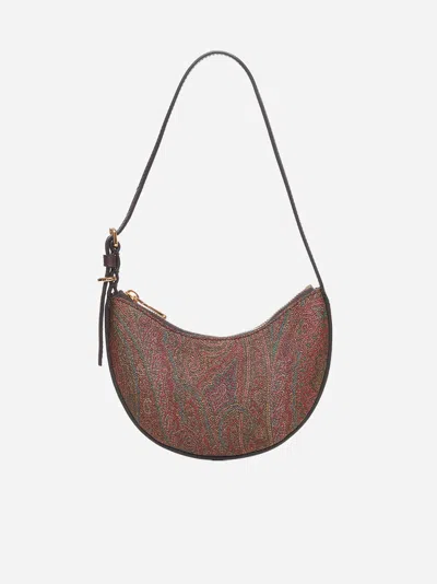 Etro Hobo M Brown Paisley Fabric Shoulder Bag In Brown,multicolor