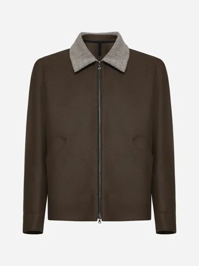 Shop Harris Wharf London Zip-up Wool Golf Jacket In Teddy Brown