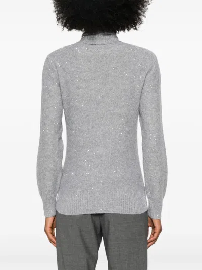 Fabiana Filippi Luxurious Knit Turtleneck Sweater With Cashmere Blend And Elegant Detailing In Gray