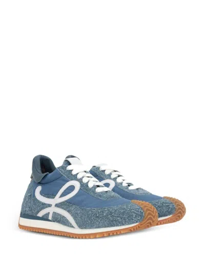 Loewe Flow Runner Suede-trimmed Denim Sneakers In Rwdenim