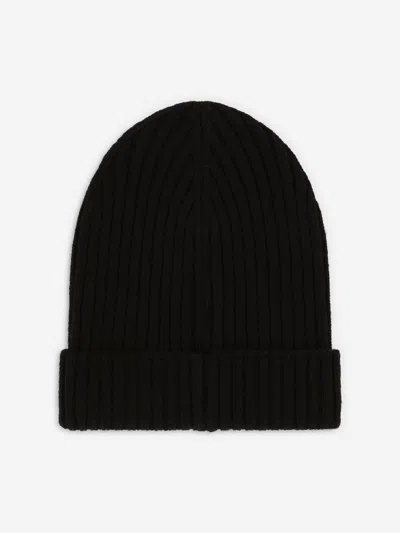 Dolce & Gabbana Logo-plaque Ribbed Wool Beanie In Black