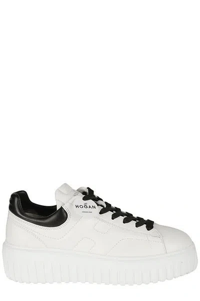 Hogan H-stripes Low-top Platform Sneakers In White,black