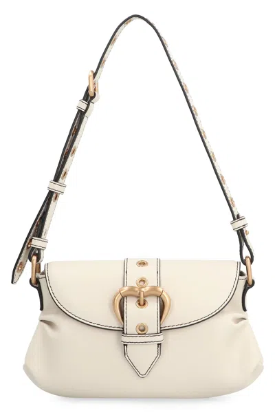 Pinko Jolene Small Shoulder Bag With Heart Buckle In Ivory