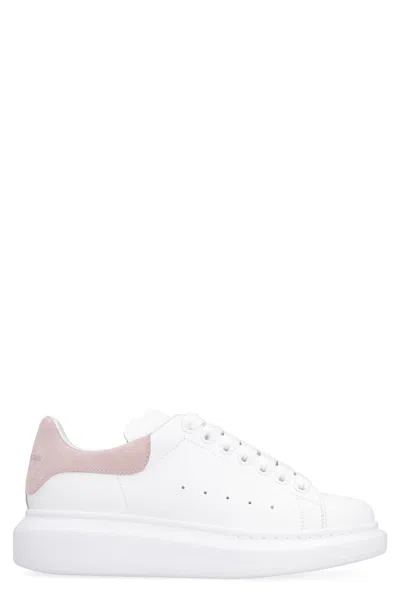 Alexander Mcqueen Oversized Leather Sneakers With Chunky Sole And Logo Detail In White