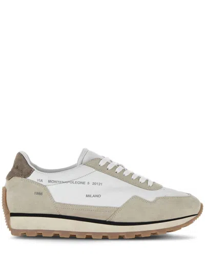 Hogan Leather Sneakers With Round Toe And Ridged Rubber Sole In White