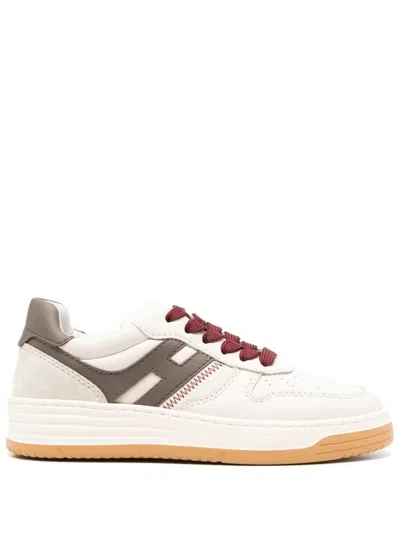 Hogan H630 Leather Sneakers In Bordeaux