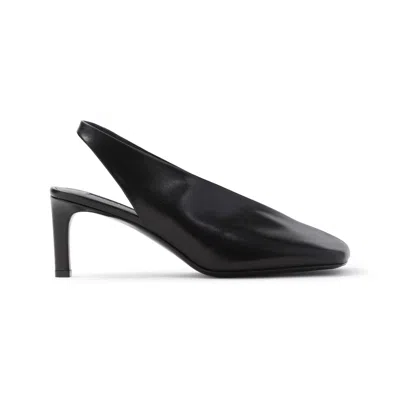 Jil Sander Black Leather Slingback Heels In Black
