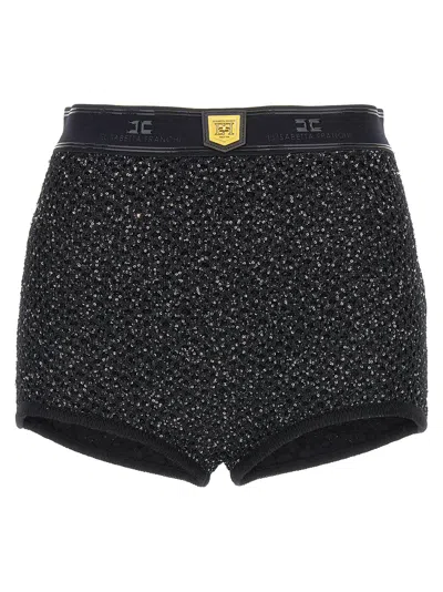 Shop Elisabetta Franchi Sequined Knit Shorts Bermuda, Short In Black