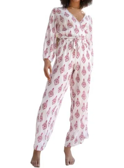 Debbie Katz Georgia Jumpsuit In Red Ikat In Red