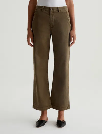 Ag Caden Straight Tailored Trouser In Sulfur Oak In Brown
