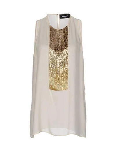 Shop Dsquared2 Silk Top In Ivory