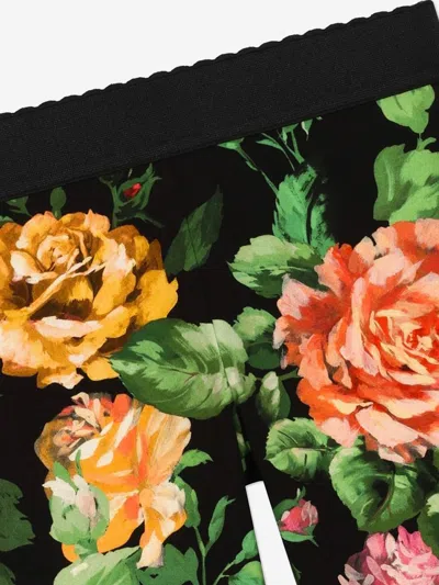 Dolce & Gabbana Girls Rose Print Leggings In Multicoloured