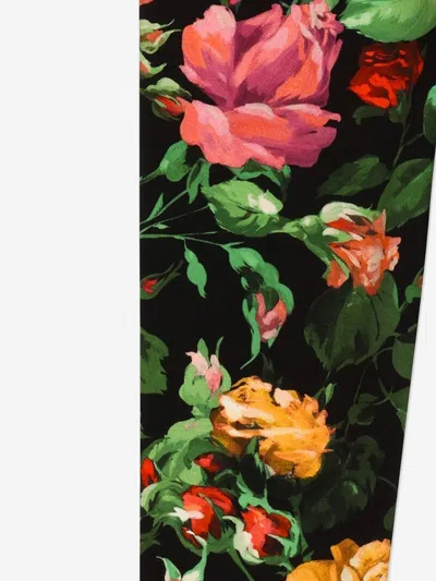 Dolce & Gabbana Girls Rose Print Leggings In Multicoloured